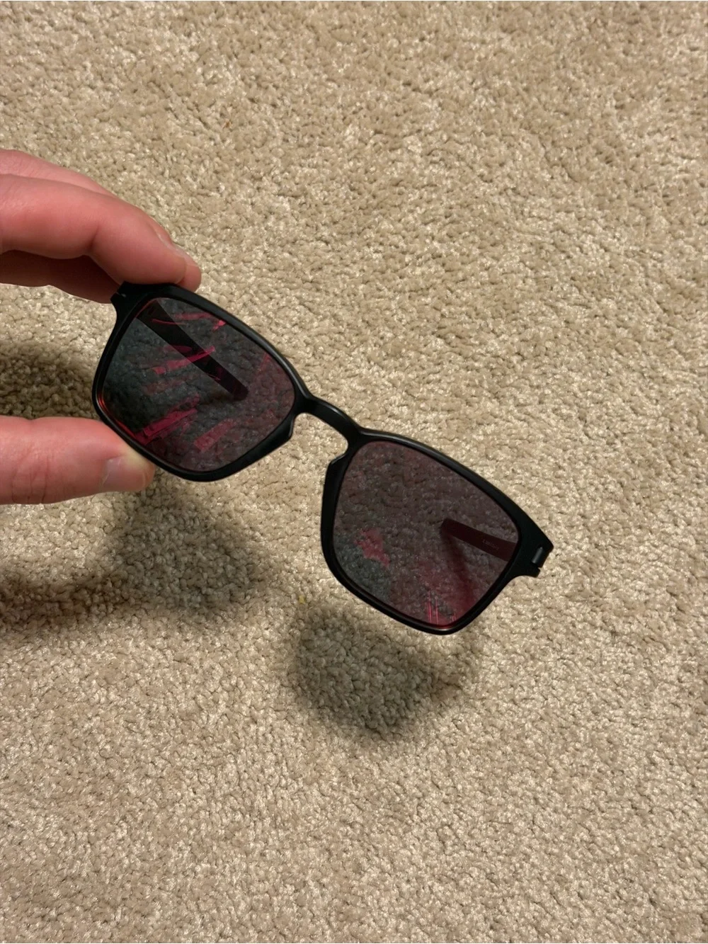 Oakley Latch Black Frame Sunglasses with Red Lenses